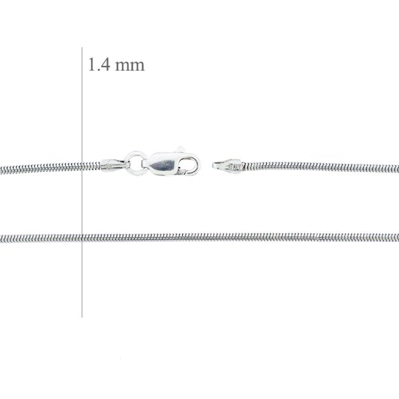 925 Sterling Silver Snake Chain Necklace 1.4 mm Made In Italy - Picture 3 of 3
